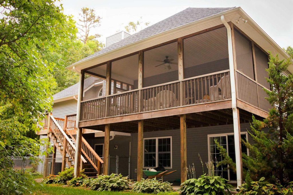 Back Porch or Patio with Staircase and Deck