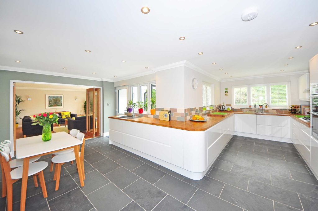 Kitchen Remodel with Tile Flooring, Wood Countertops