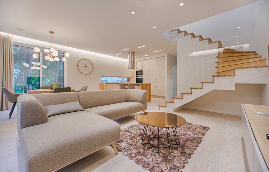Modern Living Room with Staircase